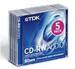 TDK CD-RW audio 80 min x 5