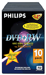 Philips DVD+RW 4x Vid�o Box Slim x 10