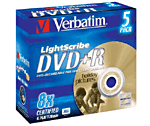 Verbatim DVD+R Lightscribe 4,7 Go x 5