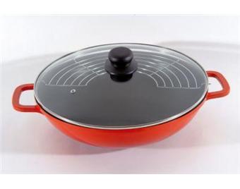 electroménager wok 36 fonte d alu fusion orange casserolerie wok
