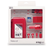 Pack Bigben Natural rouge pour Nintendo 3DS&nbsp;-&nbsp;Contient des films de protection, une sacoche de transport rigide, des boîtes de rangement pour jeux Nintendo DS, un stylet tactile rétractable, un casque stéréo, un adaptateur allume cigare pour Nintendo DSi, DSi XL, 3DS, une dragonne et une carte 1 Go