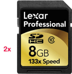 Lexar Professional Carte mémoire SDHC 8 Go 133x Class10 : Lot de 2 Cartes
