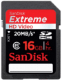 SanDisk Carte mémoire Extreme HD Vidéo SDHC 16 Go Class6