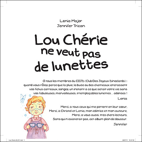 Lou chérie ne veut pas de lunettes