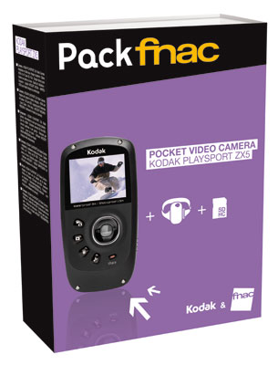 Pack Fnac : Kodak Pocket Video Camera PlaySport ZX5 Noir + Carte SDHC 4 Go + Sangle