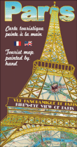 Carte touristique de Paris peinte à la main&nbsp;-&nbsp;Collectif