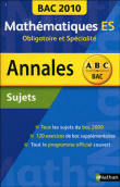 Annales Bac sujets non corrigés Mathématiques ES&nbsp;-&nbsp;Collectif
