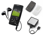 Sony NWZ-A816 noir 4 Go + Pack de 2 étuis silicone noir et blanc + chargeur secteur/USB - USB]] 