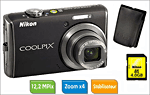 Nikon CoolPix S620 Noir + Etui + Carte SDHC 4 Go : Pack Fnac