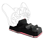 TechTools double chargeur pour manettes PS3&nbsp;-&nbsp;Permet de recharger 2 manettes PS3 simultanément ou tout autre périphérique USB ou mini USB