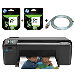 HP Photosmart C4780 + HP No 300 XL Noire + HP No 300 XL Couleur + MCL Samar câble imprimante USB 2.0