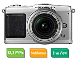 Olympus PEN E-P1 Silver + Obj. Olympus M Zuiko Digital ED 14 - 42 mm f/3.5 - 5.6 Silver
