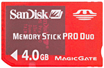 SanDisk Memory Stick Pro Duo Gaming 4 Go pour PSP et PS3&nbsp;-&nbsp;Transfert des données ultra rapide, technologie Magic Gate (sécurisation des données sous copyright)