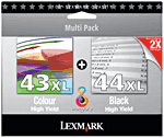 Cartouche Lexmark Bi-Pack No 43 XL + No 44 XL (80D2966B)