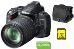 Nikon D3000 + Obj. Nikon AF-S DX VR 18 - 105 mm f/3.5 - 5.6 G ED + Fourre-tout + Carte SDHC 4 Go