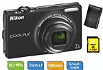 Nikon CoolPix S6000 Noir + Etui Cuir Noir + Carte 4 Go