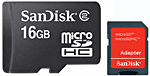 SanDisk Carte mémoire microSDHC 16 Go + Adaptateur SD