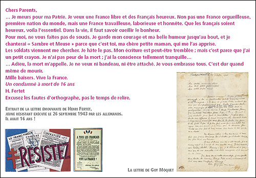 Lettres de jeunes résistants