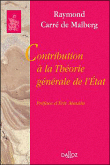 Contribution � la th�orie g�n�rale de l'Etat