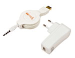 Zip-Linq kit alimentation USB et secteur + câble alimentation/transfert pour Apple iPod Shuffle Aluminium