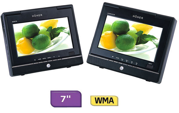 H�her PDV Twin 2710B Double Ecran - H�her - :.Ecrans LCD de 7 (18 cm) : 1 lecteur DVD portable + 2�me �cran 7 
