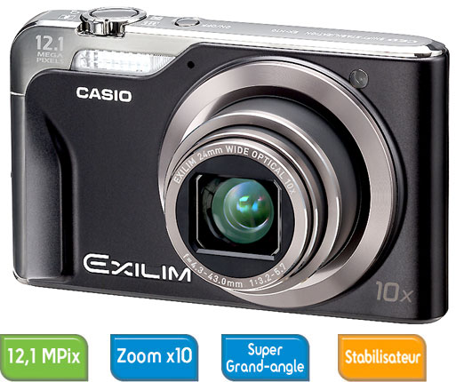 Capteur CCD : 12,1 millions de pixels, zoom optique 10 x (�quiv.35 mm : 24 