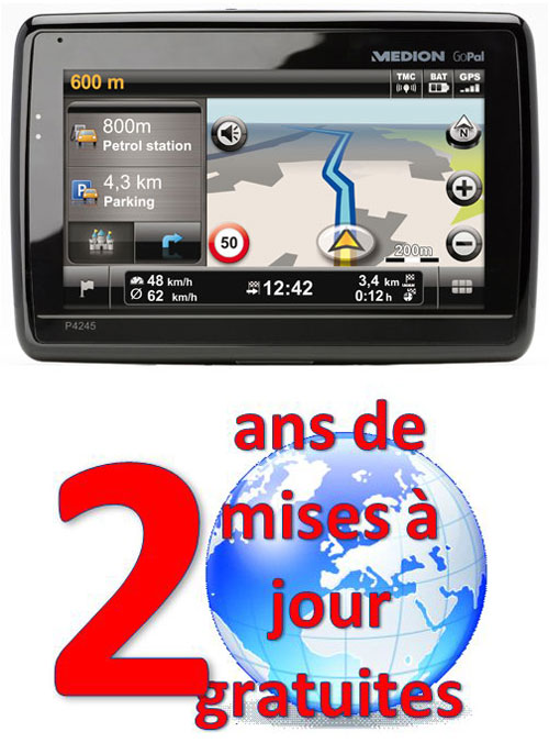 GPS Medion GoPal P4245 EU+ - Europe + 2 ans de mises &agrave; jour gratuites