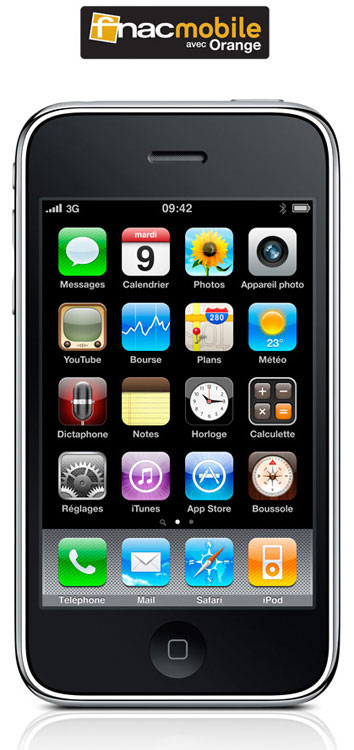 Apple iPhone 3Gs 8 Go - Noir - Apple - :.Téléphone, iPod et terminal Internet, quadri-bande, EDGE, UMTS, HSDPA, écran tactile panoramique, GPS, Bluetooth 2.0 + EDR, Wi-Fi 802.11b/g, appareil photo 3 Mégapixels, lecture et enregistrement vidéo, synchronisation PC & MAC, mémoire interne : 8 Go
