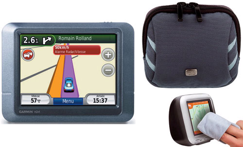 Garmin GPS n&uuml;vi 255T Europe + T'nB Pack &eacute;tui universel GPS Titanium - Taille S + gel nettoyant