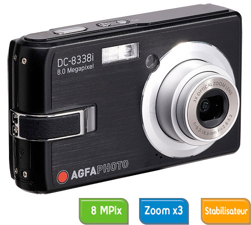 Capteur CCD : 8 millions de pixels; R�solution maximale : 3264 x 2448; Zoom