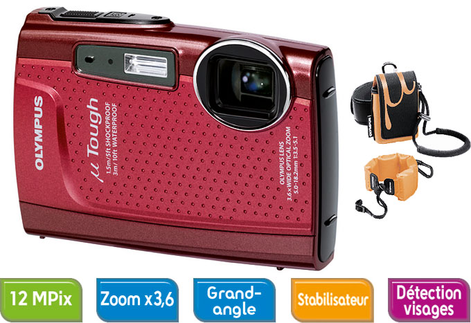 Olympus Pack &micro; Tough-3005 (&eacute;tanche -3 m) Rouge