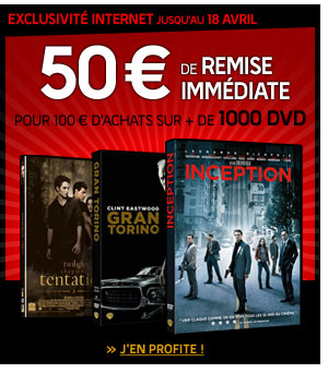 50€ de remise immédiate pour 100€ d'achats en DVD